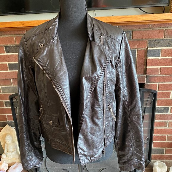 Mossimo brown faux leather jacket size S - Picture 1 of 5